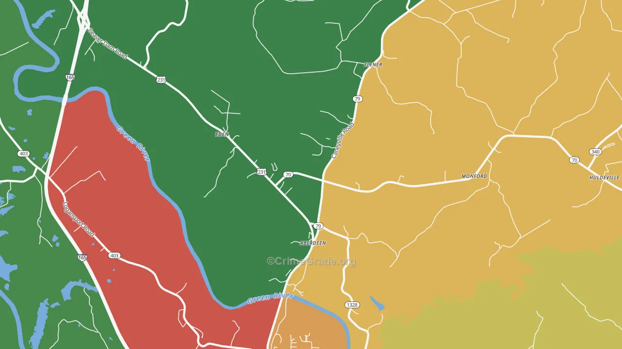 Aberdeen, KY Map of Vandalism Rates