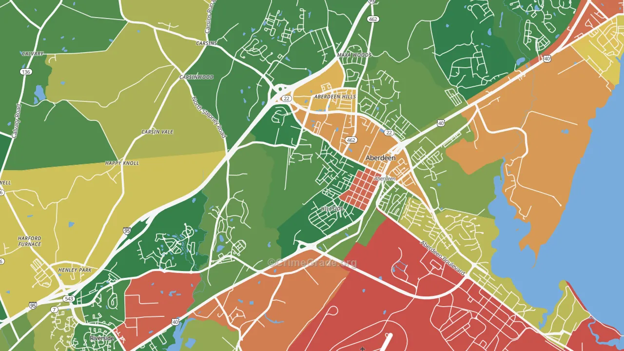 Aberdeen, MD Map of Vandalism Rates