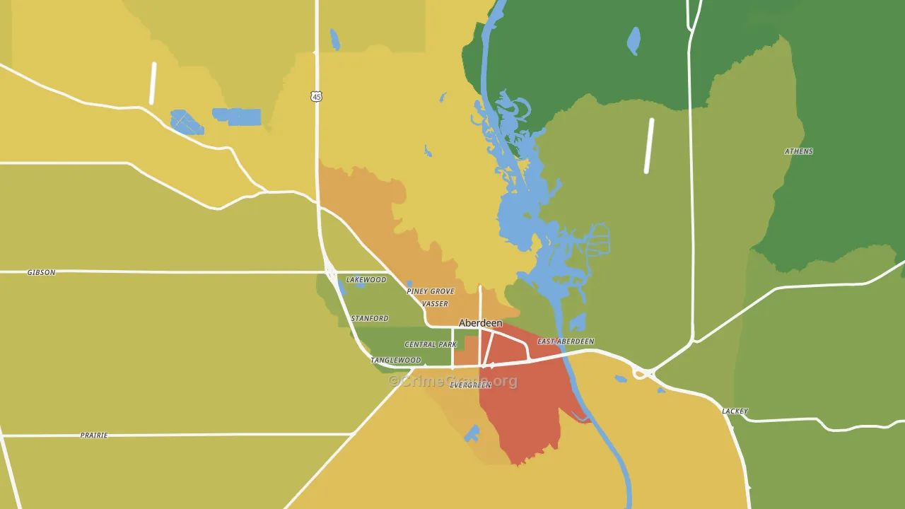 Aberdeen, MS Map of Vandalism Rates