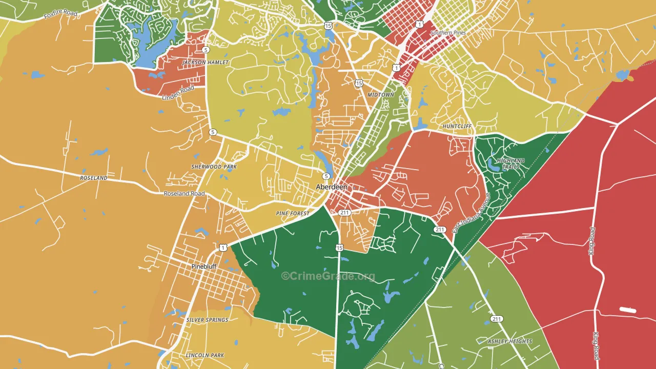 Aberdeen, NC Map of Vandalism Rates