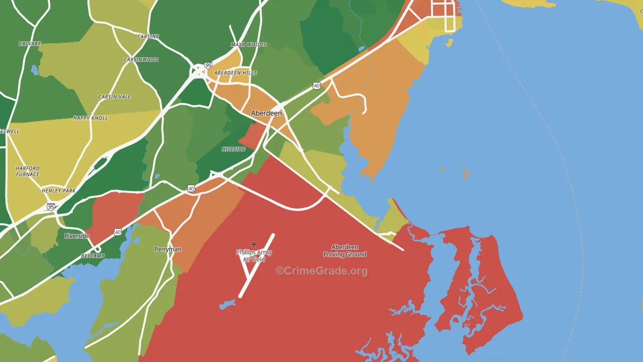Aberdeen Proving Ground, MD Map of Vandalism Rates