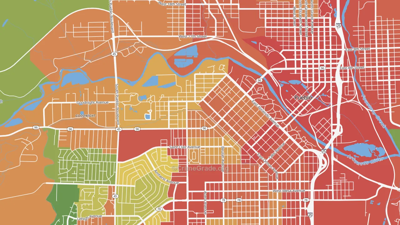 Aberdeen, Pueblo, CO Map of Vandalism Rates