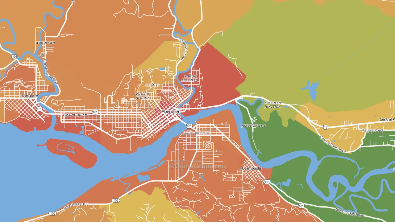 Aberdeen, WA Map of Vandalism Rates