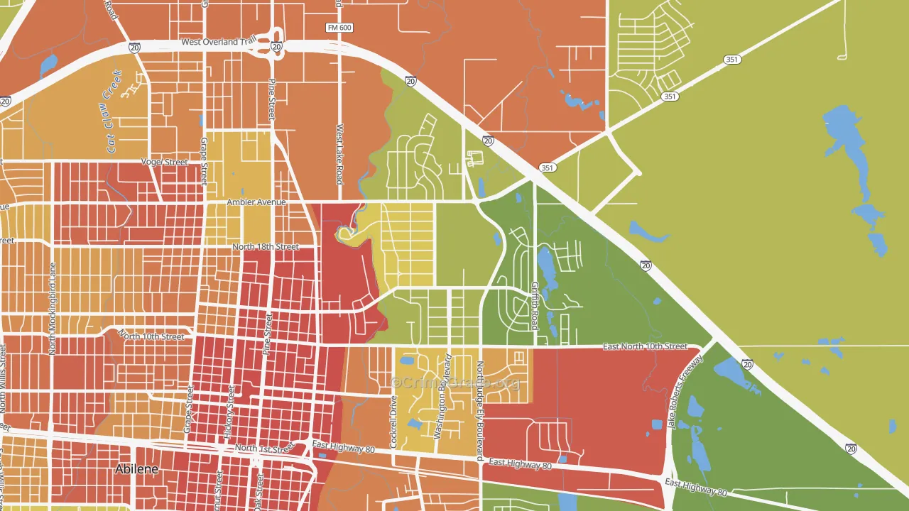 Abilene Heights Area, Abilene, TX Map of Vandalism Rates