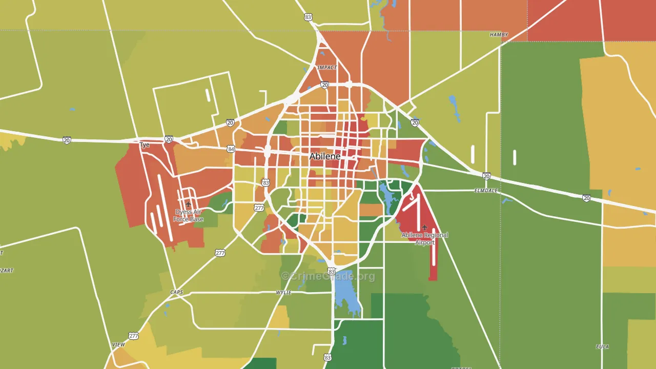 Abilene, TX Map of Vandalism Rates