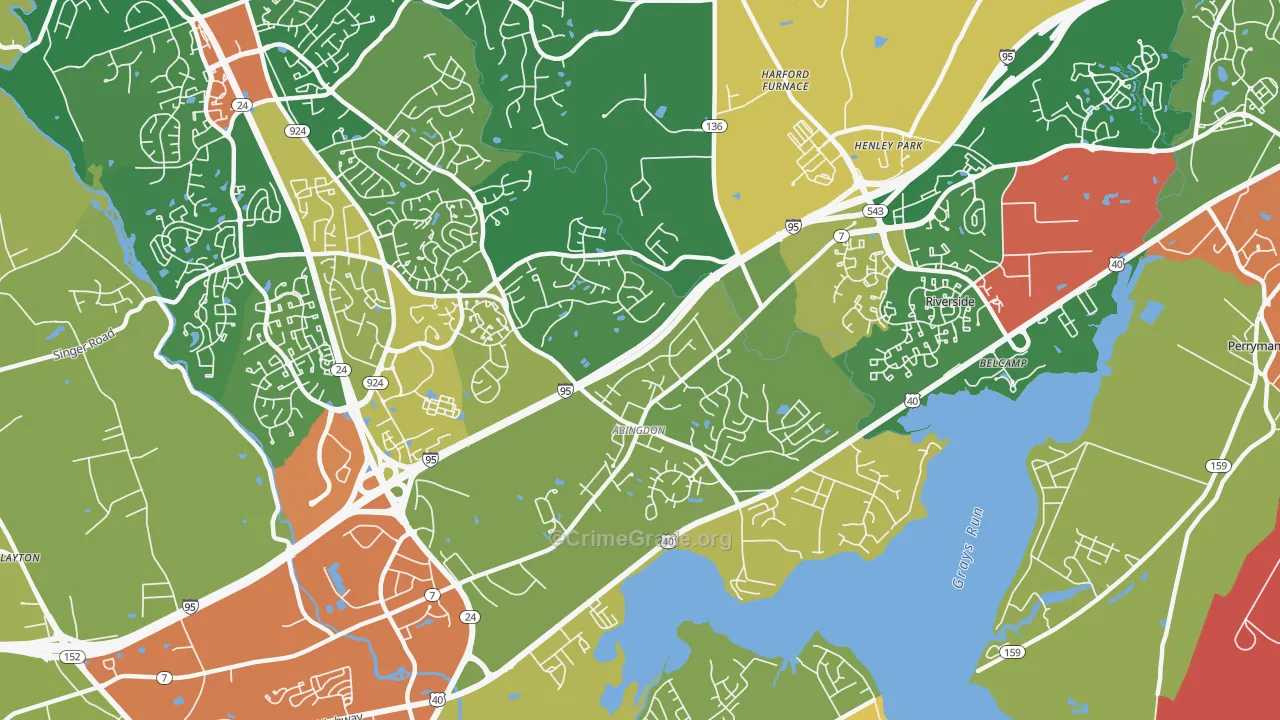 Abingdon, MD Map of Vandalism Rates