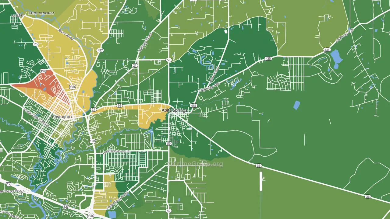 Abita Springs, LA Map of Vandalism Rates