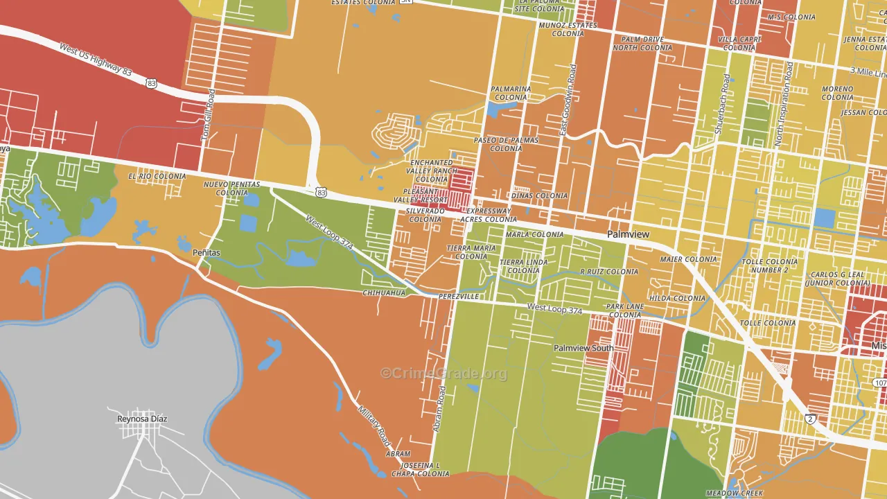 Abram-Perezville, Mission, TX Map of Vandalism Rates