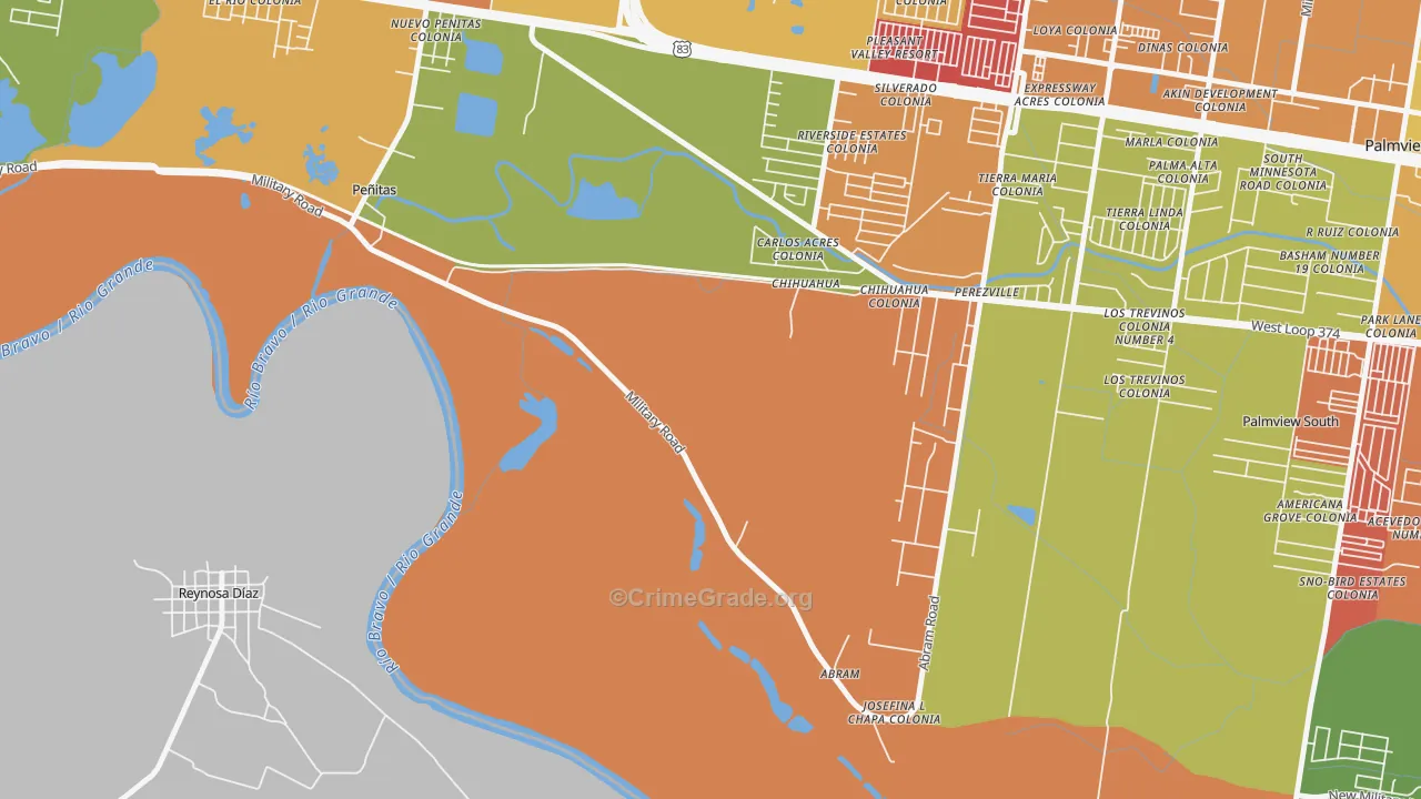 Abram, TX Map of Vandalism Rates