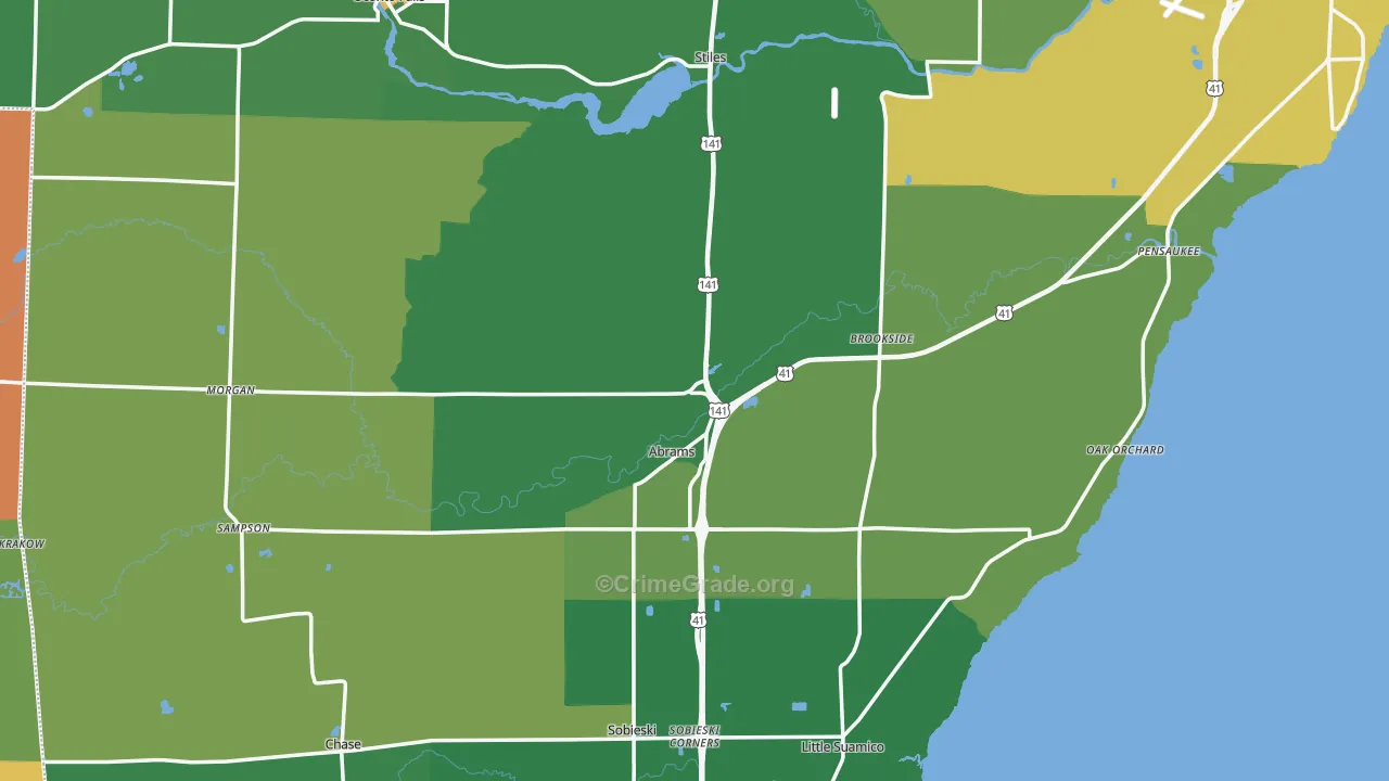 Abrams, WI Map of Vandalism Rates