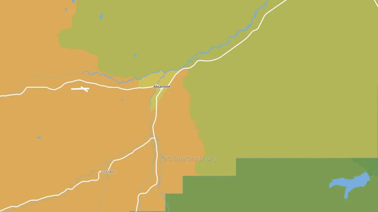 Absarokee, MT Map of Vandalism Rates