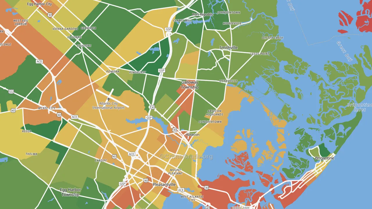 Absecon, NJ Map of Vandalism Rates