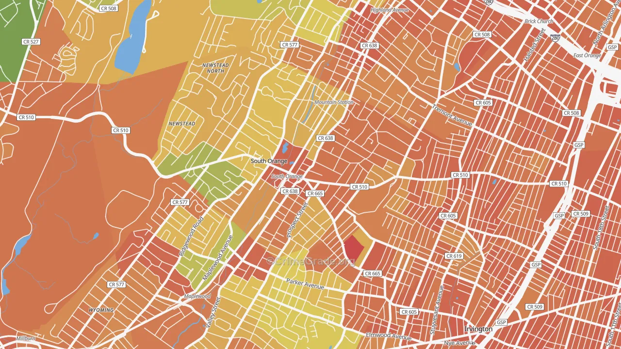 Academy Heights, Orange, NJ Map of Vandalism Rates