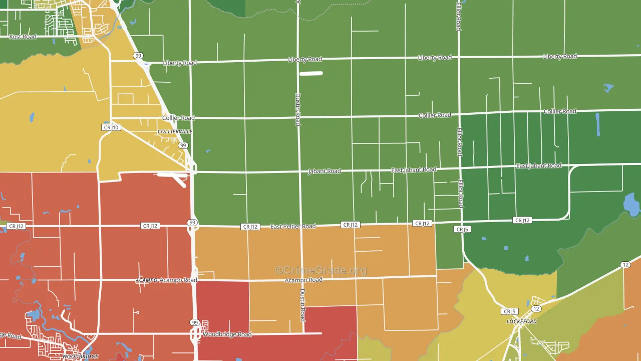Acampo, CA Map of Vandalism Rates