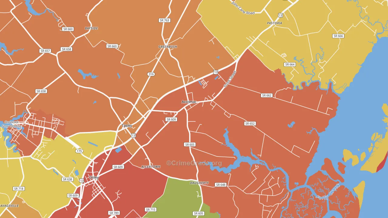Accomac, VA Map of Vandalism Rates