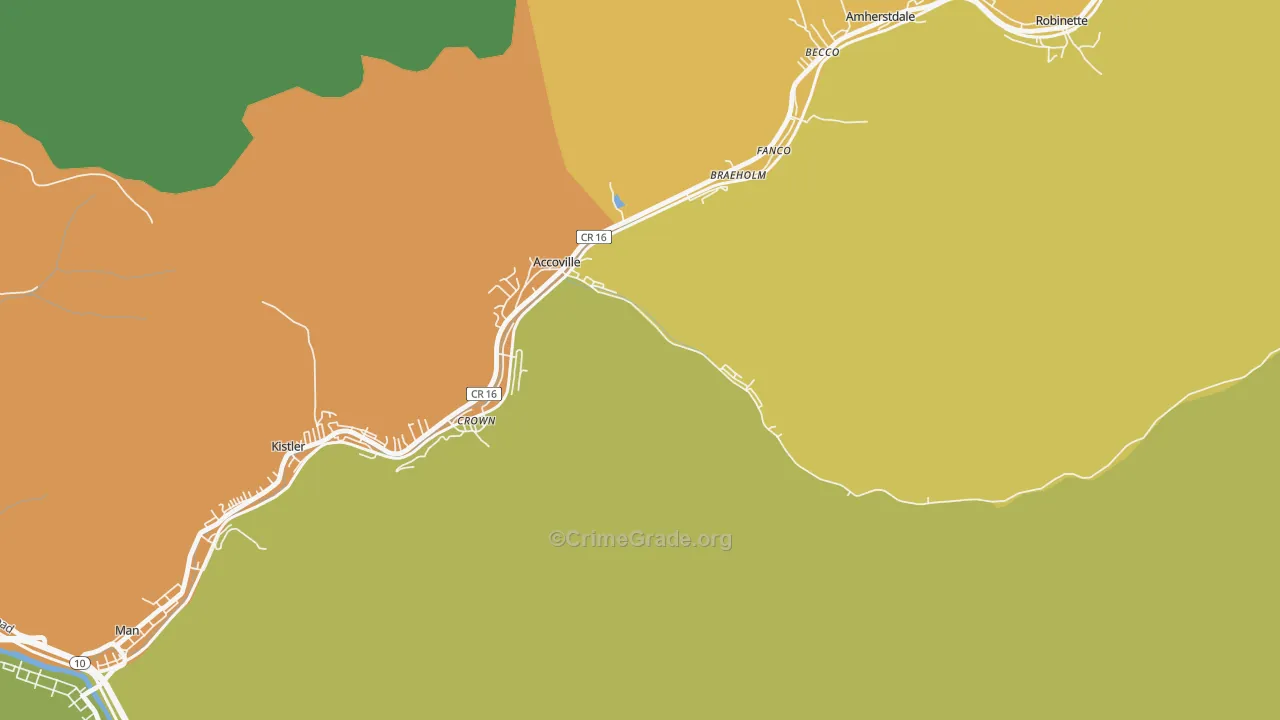 Accoville, WV Map of Vandalism Rates