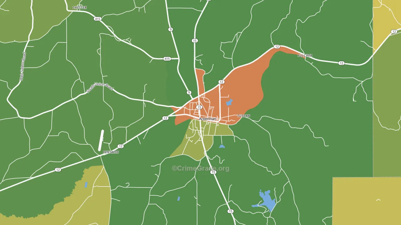Ackerman, MS Map of Vandalism Rates