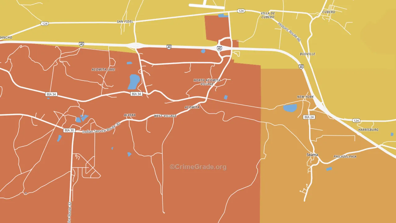 Acoma Pueblo, NM Map of Vandalism Rates