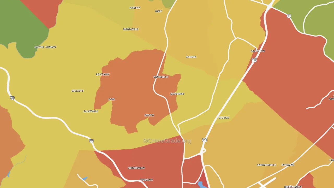 Acosta, PA Map of Vandalism Rates