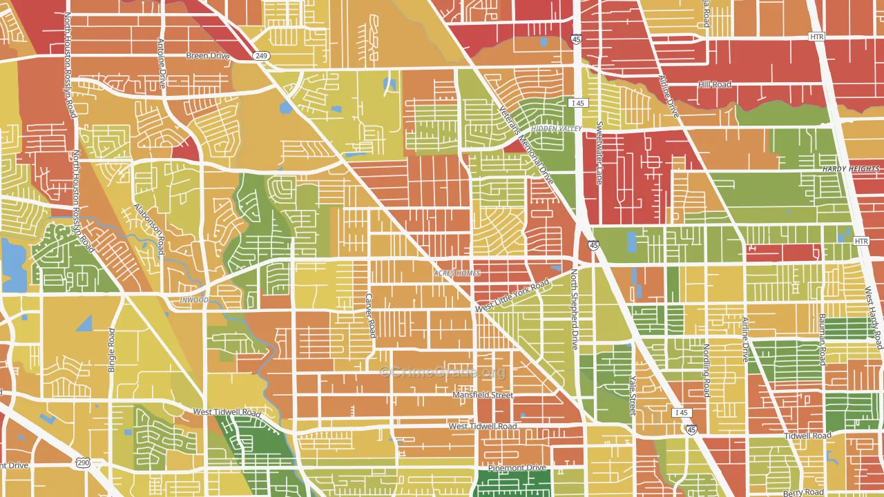 Acres Home, Houston, TX Map of Vandalism Rates