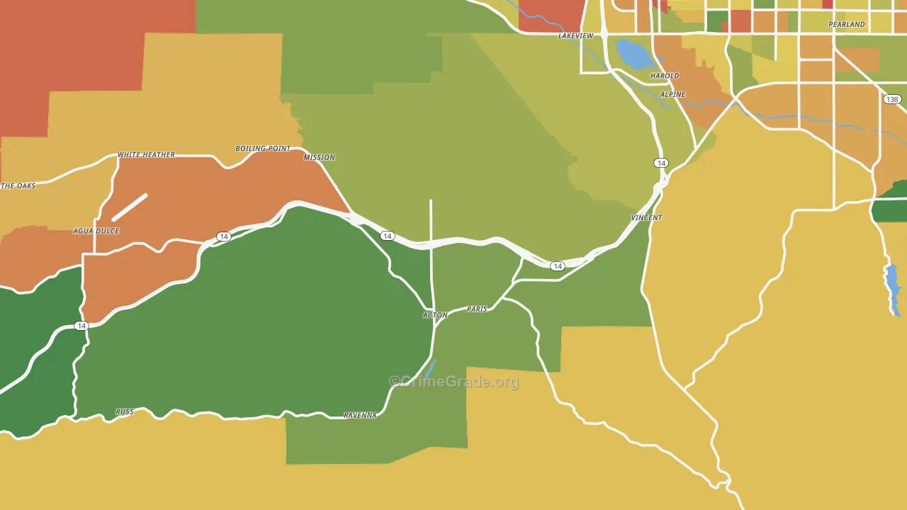 Acton, CA Map of Vandalism Rates