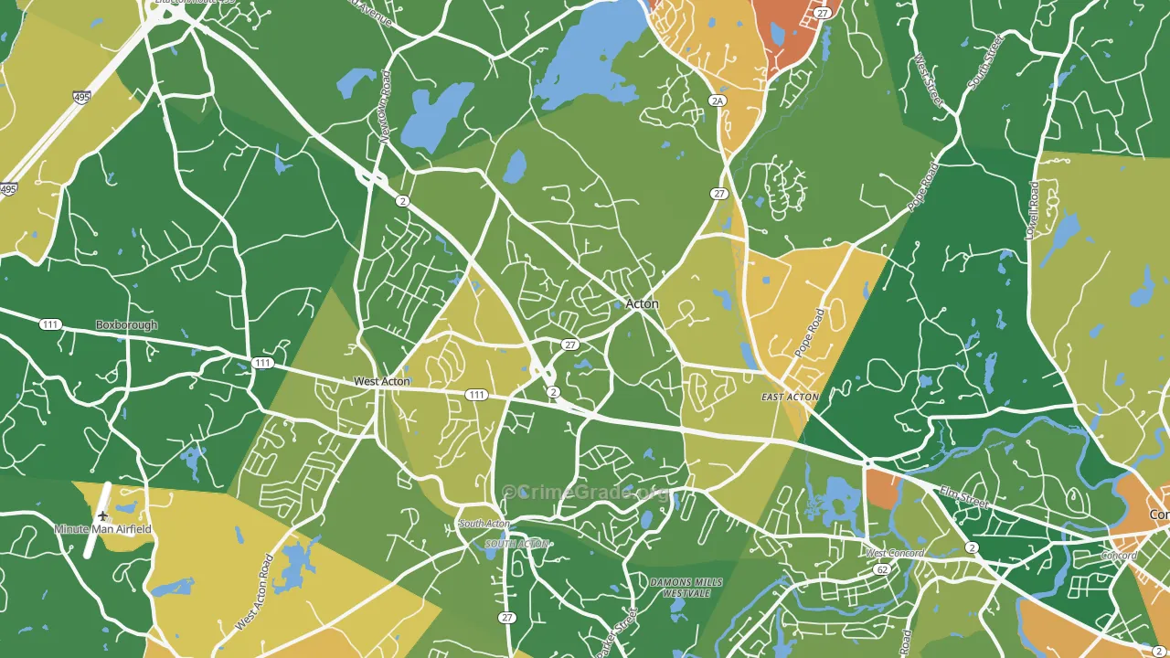 Acton, MA Map of Vandalism Rates