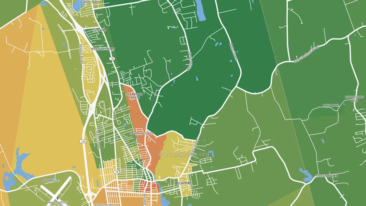 Acushnet, MA Map of Vandalism Rates