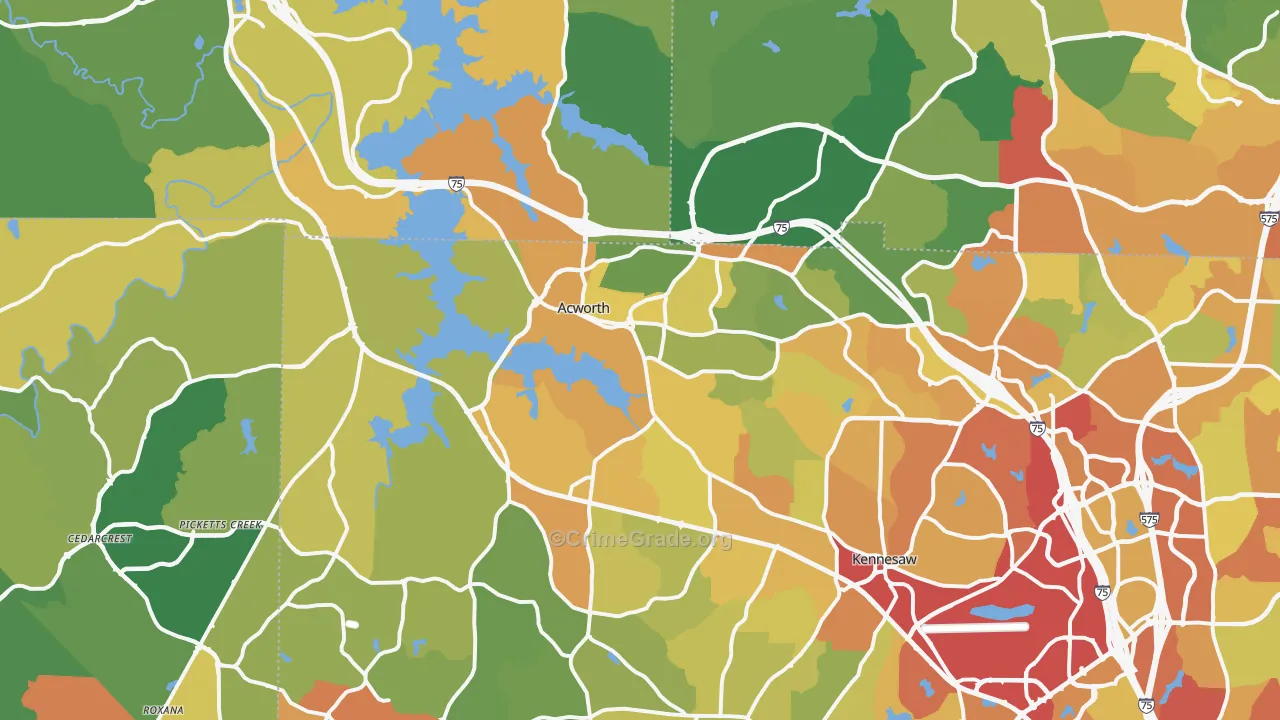 Acworth, GA Map of Vandalism Rates