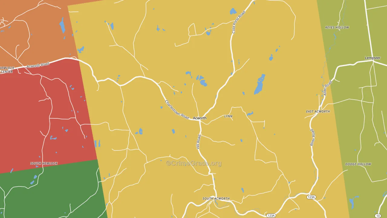Acworth, NH Map of Vandalism Rates