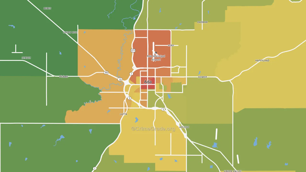Ada, OK Map of Vandalism Rates