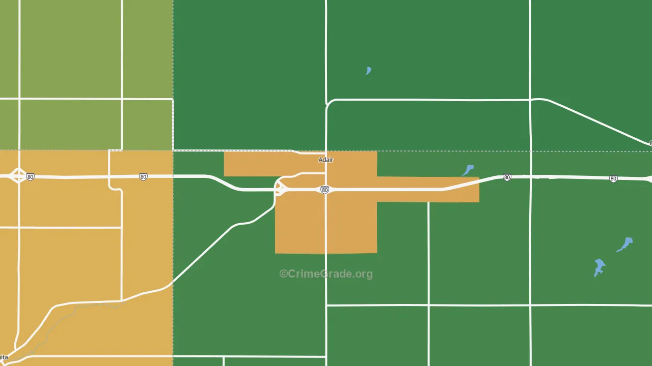 Adair, IA Map of Vandalism Rates