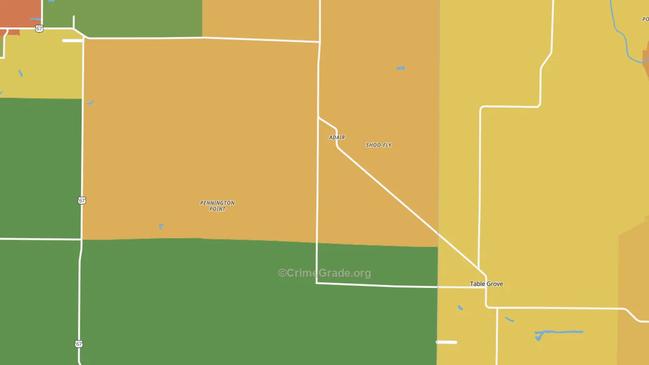 Adair, IL Map of Vandalism Rates