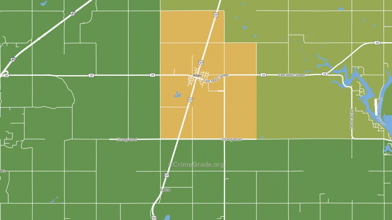 Adair, OK Map of Vandalism Rates
