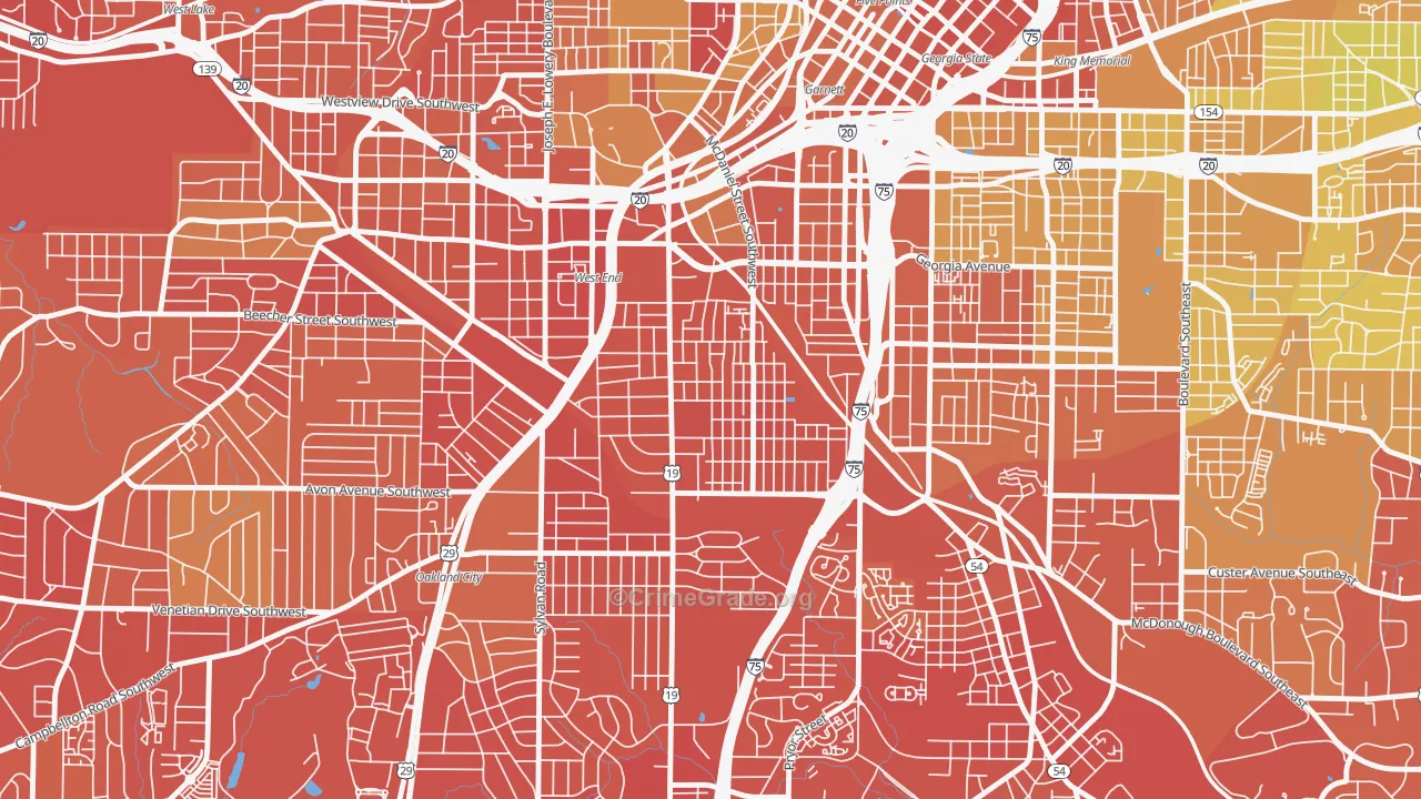 Adair Park, Atlanta, GA Map of Vandalism Rates