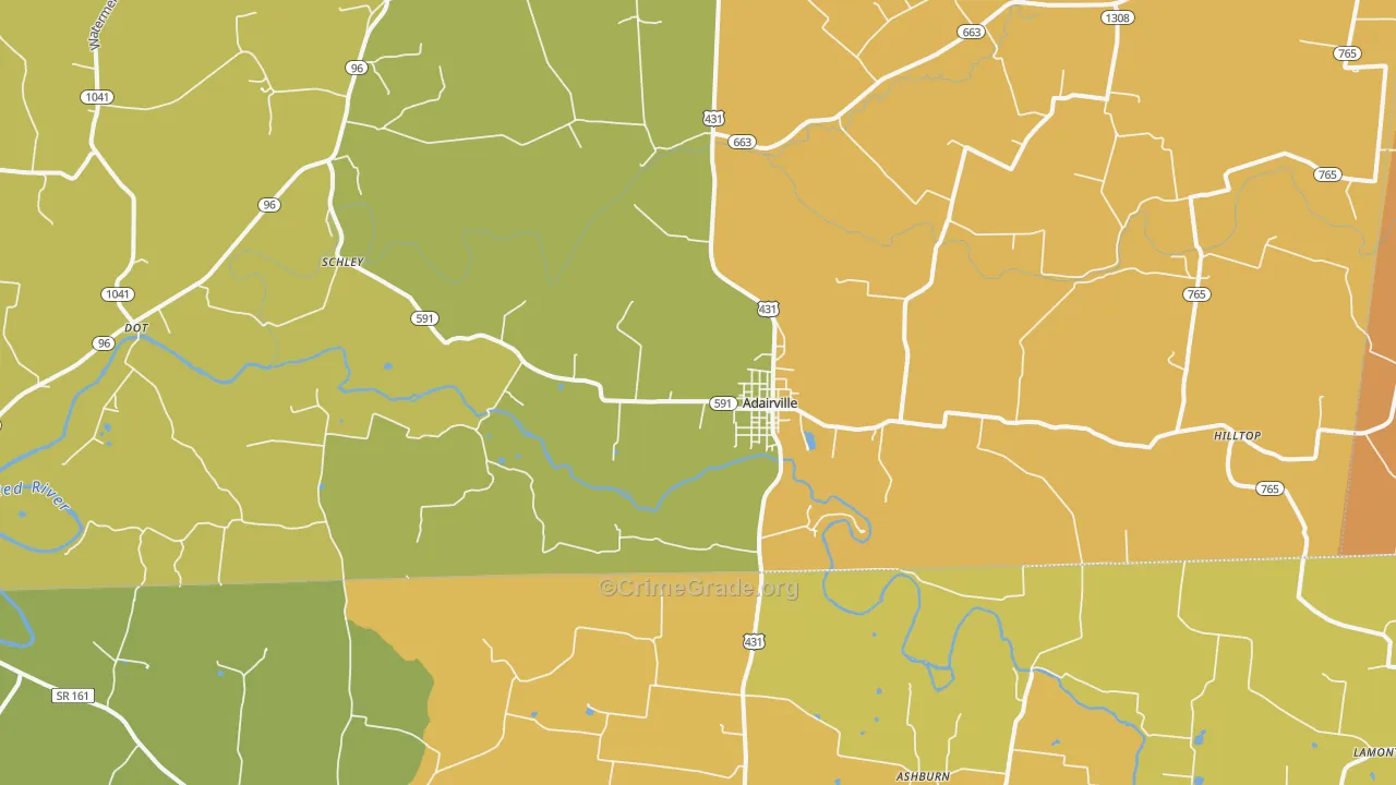 Adairville, KY Map of Vandalism Rates