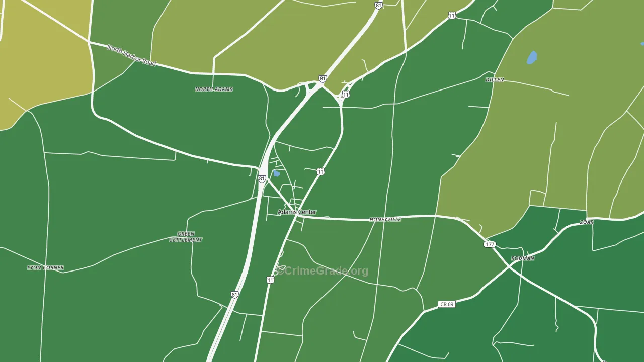 Adams Center, NY Map of Vandalism Rates
