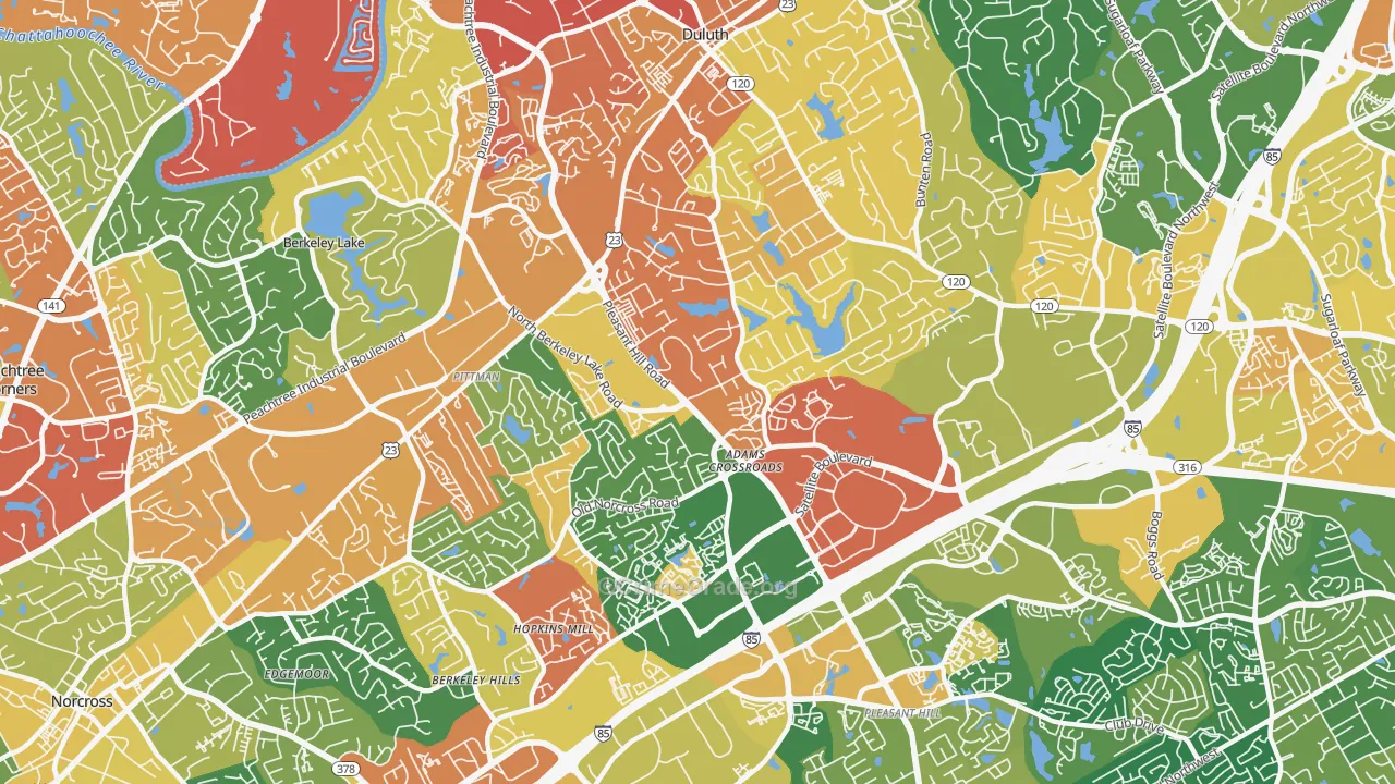 Adams Crossroads, Duluth, GA Map of Vandalism Rates