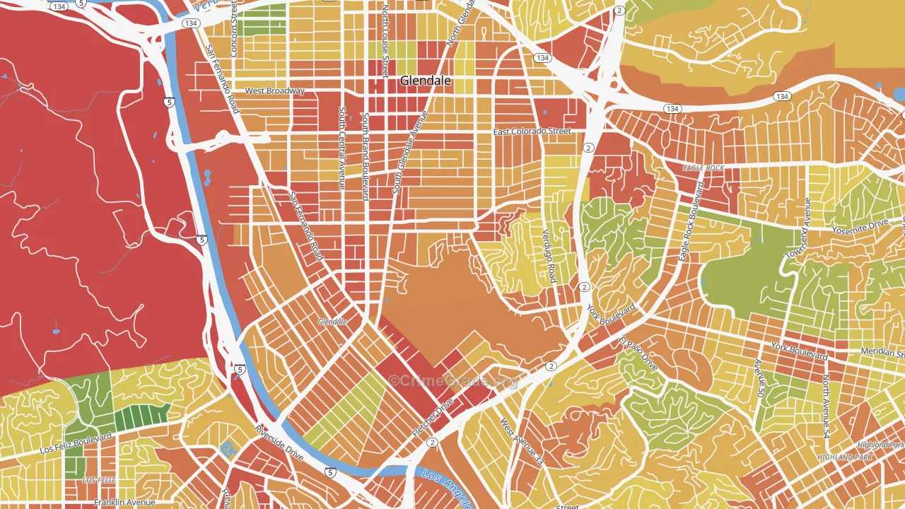 Adams Hill, Glendale, CA Map of Vandalism Rates