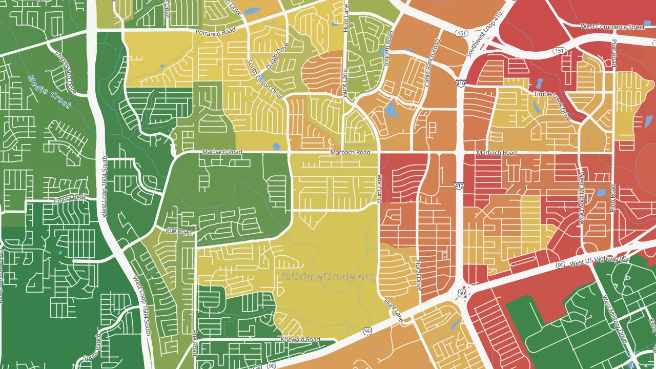 Adams Hill, San Antonio, TX Map of Vandalism Rates