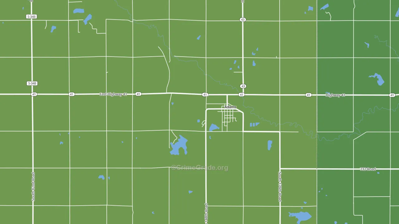 Adams, NE Map of Vandalism Rates