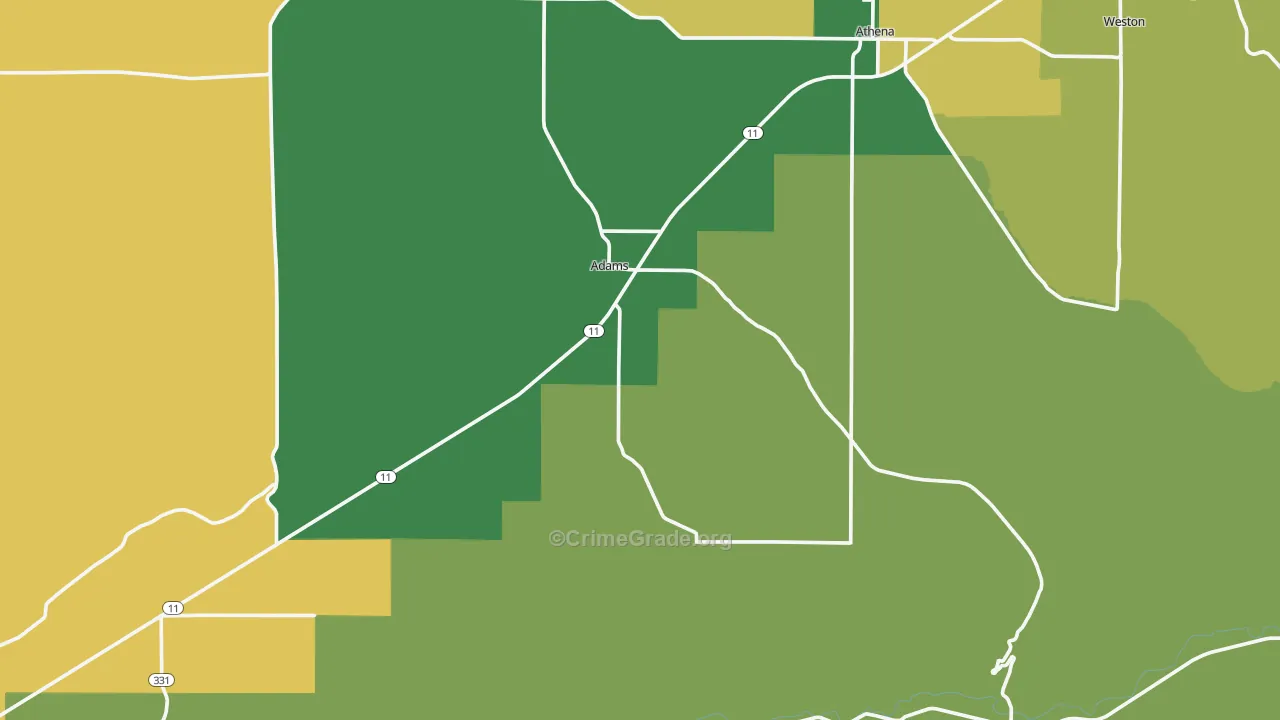 Adams, OR Map of Vandalism Rates