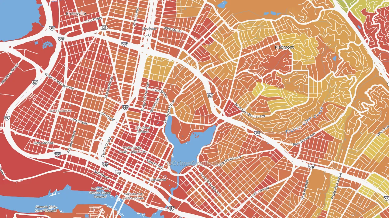 Adams Point, Oakland, CA Map of Vandalism Rates