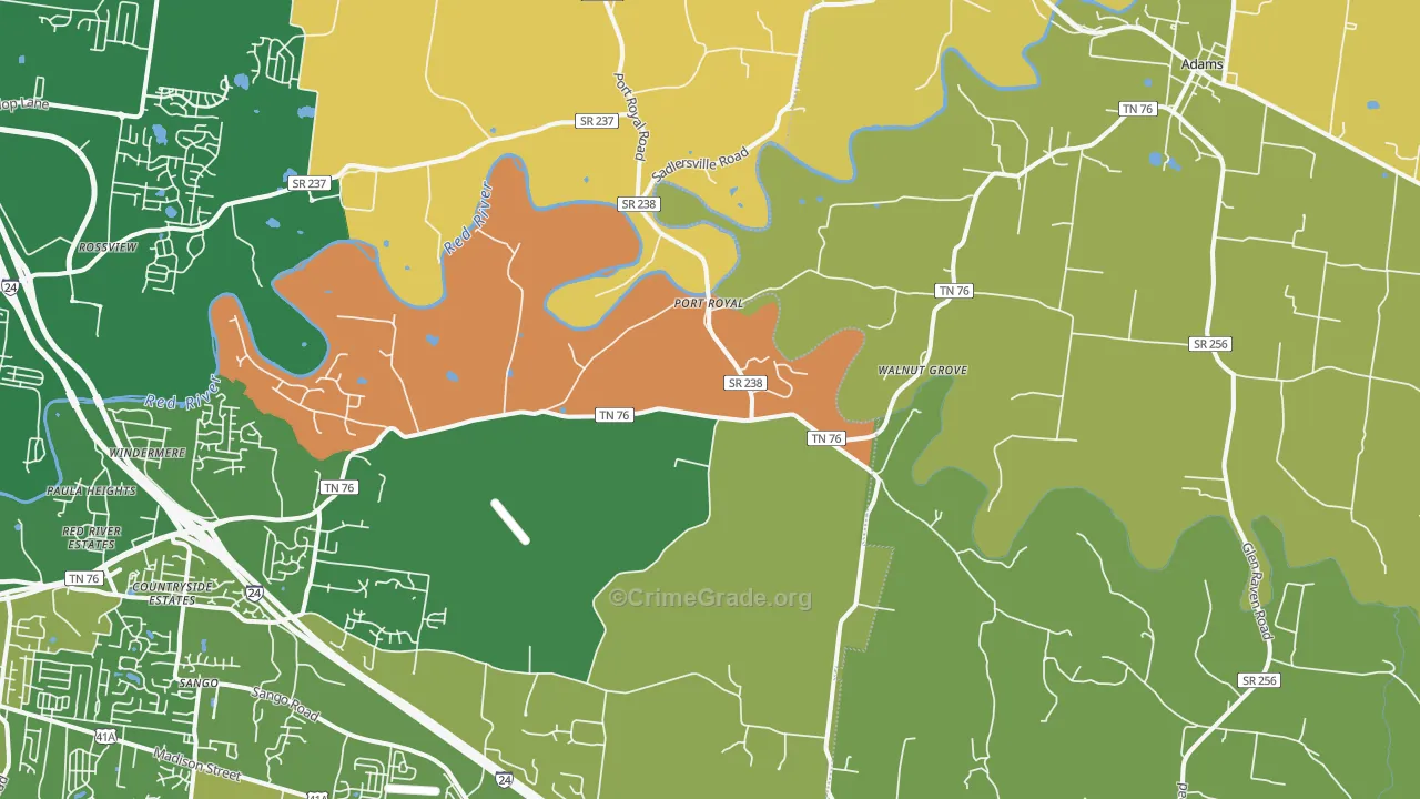 Adams, TN Map of Vandalism Rates