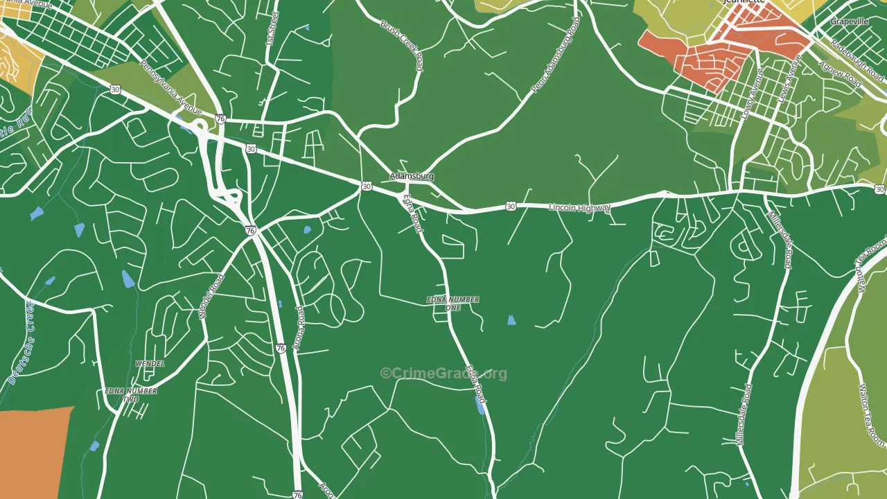 Adamsburg, PA Map of Vandalism Rates