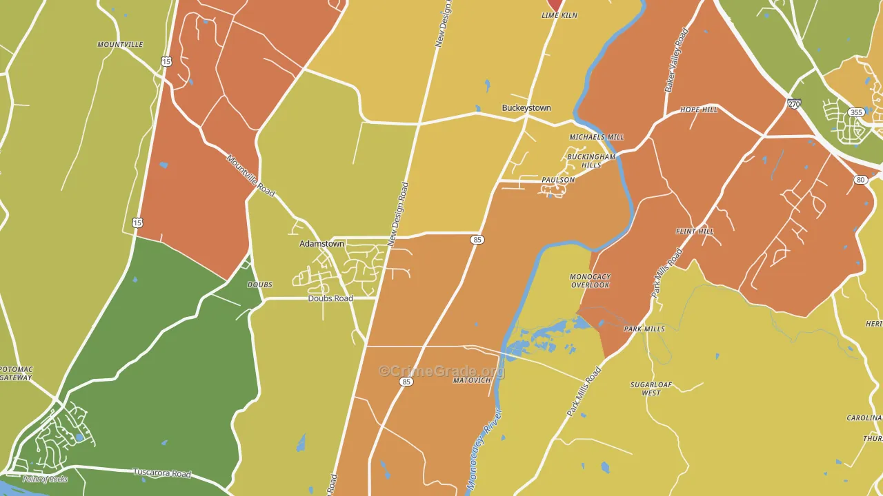 Adamstown, MD Map of Vandalism Rates
