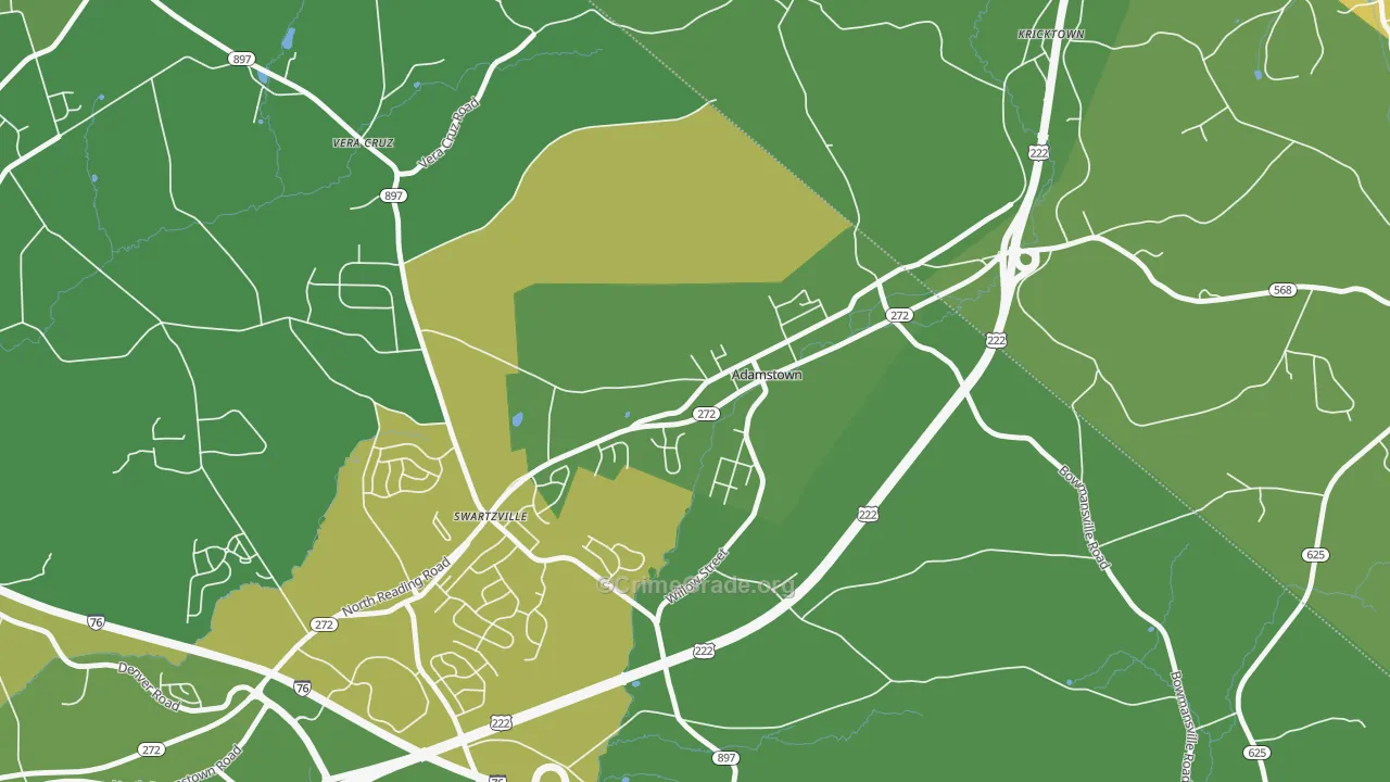Adamstown, PA Map of Vandalism Rates