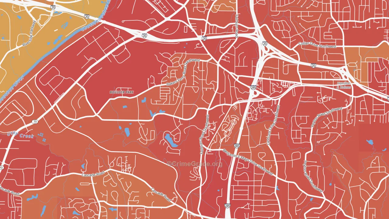 Adamsville, Atlanta, GA Map of Vandalism Rates