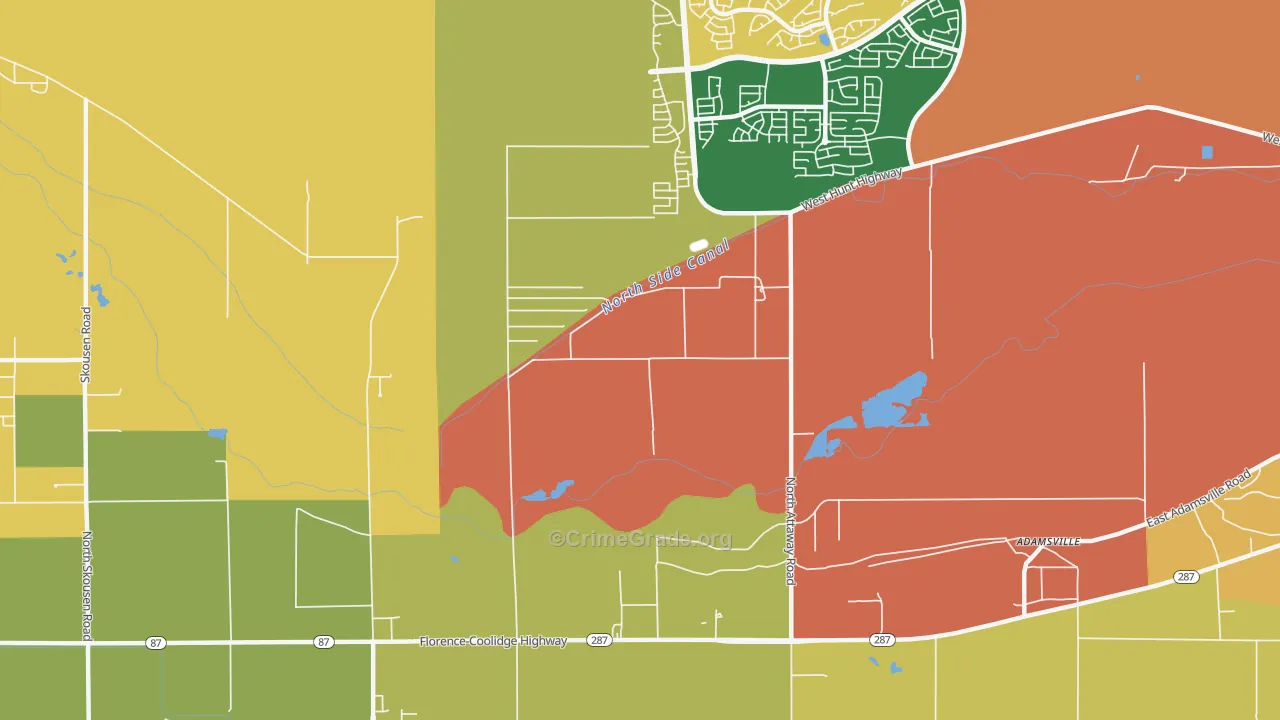 Adamsville, AZ Map of Vandalism Rates