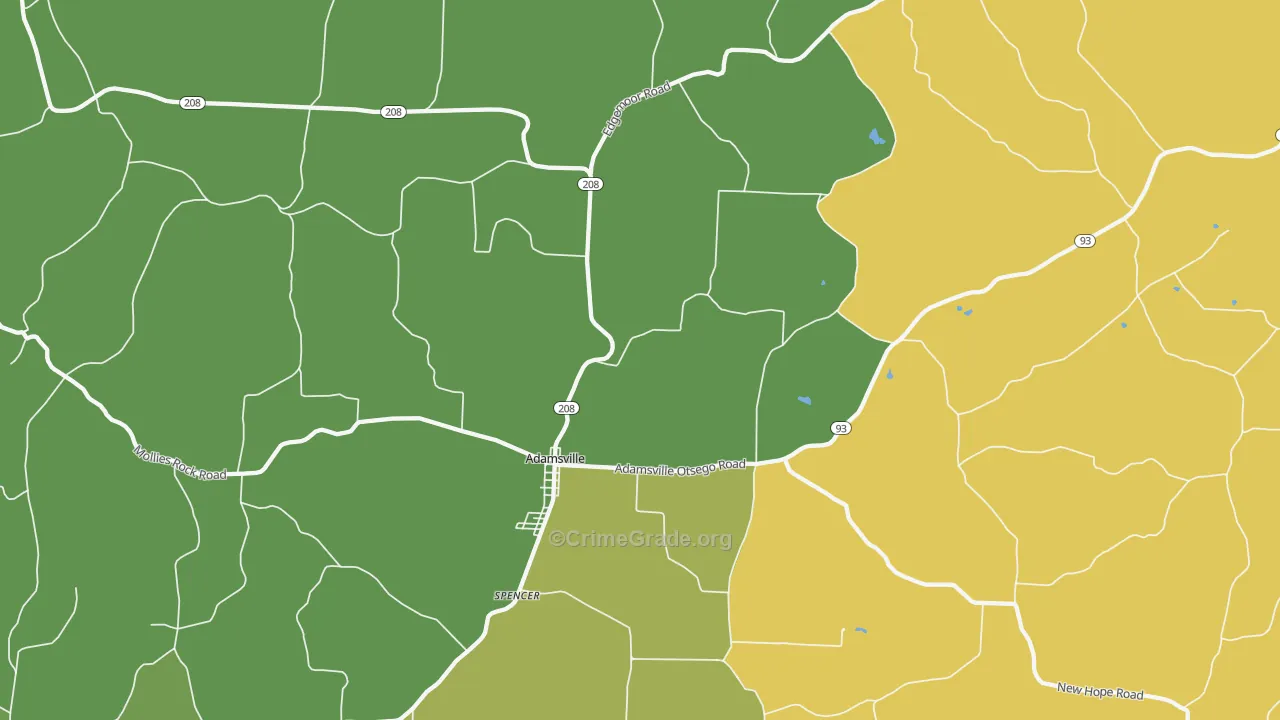 Adamsville, OH Map of Vandalism Rates