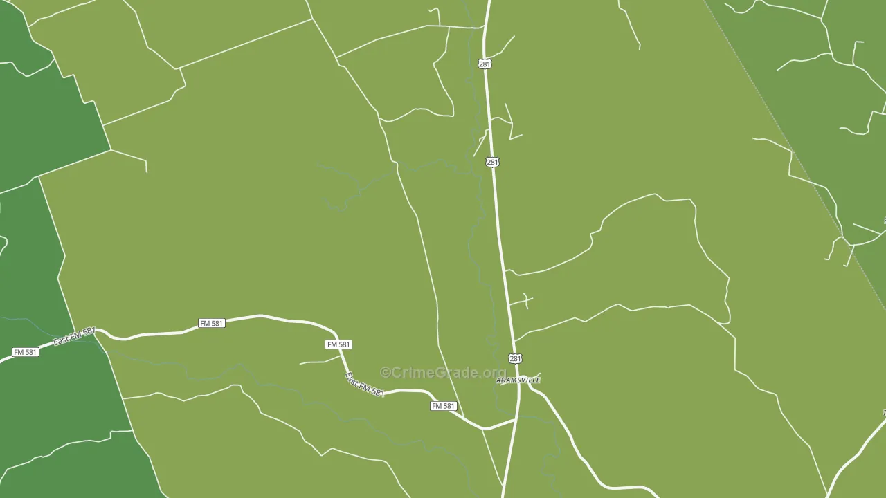 Adamsville, TX Map of Vandalism Rates